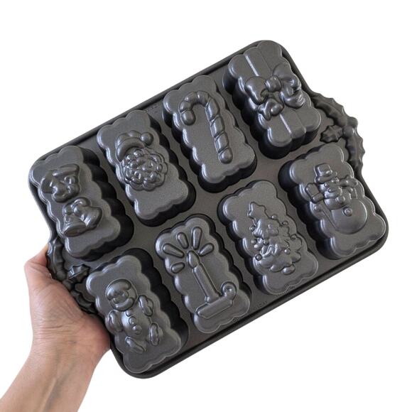Nordic Ware Holiday Bakeware Pan Nonstick Christmas Mini Loaf Mold USA - Picture 1 of 16